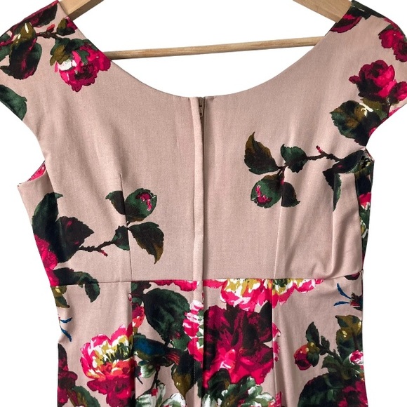 Retrospec'd Australian Vintage 50s Pin Up Red Green Floral Dress UK 8 Wedding - Picture 7 of 10